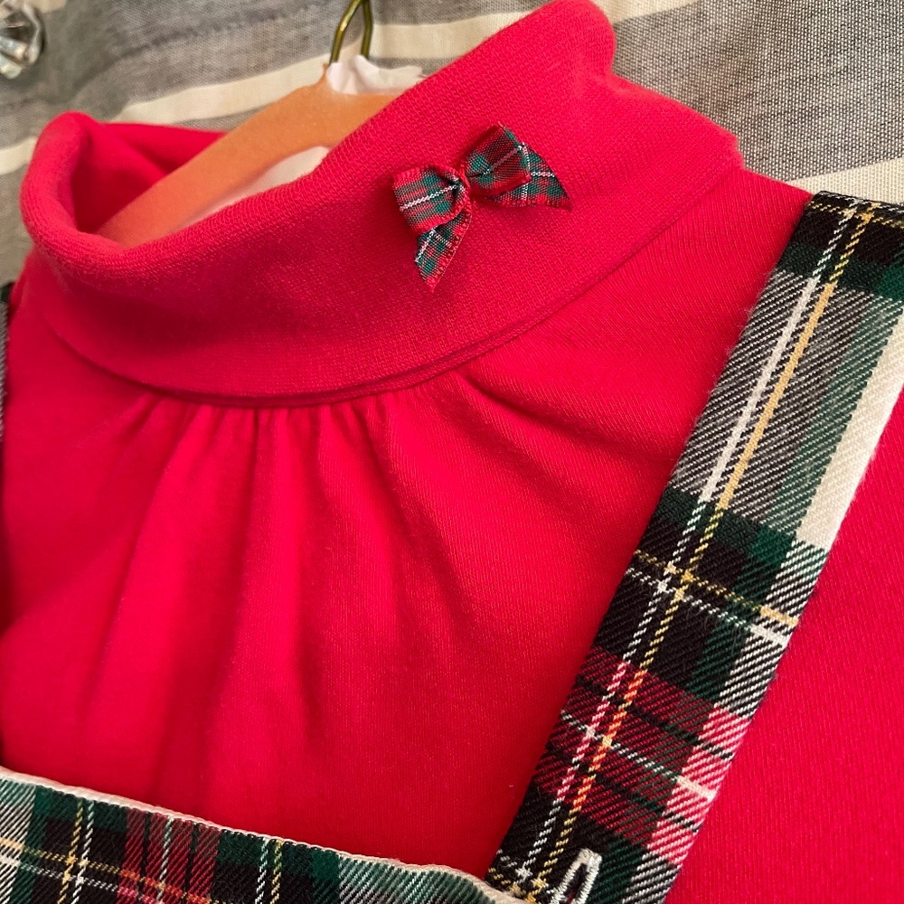 Hartstrings girls red turtleneck with tiny bow detail